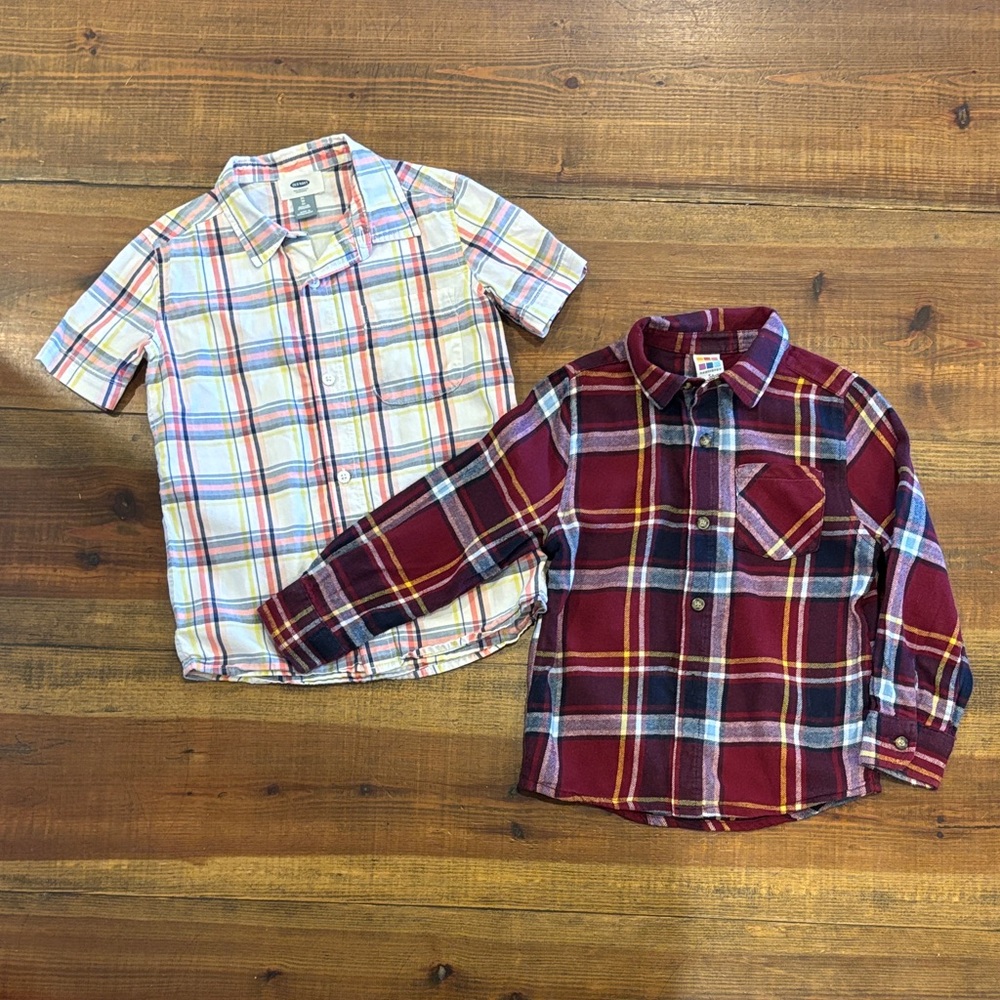 Old Navy and healthtex  Kids Plaid Button Down Shirts - White and Red
